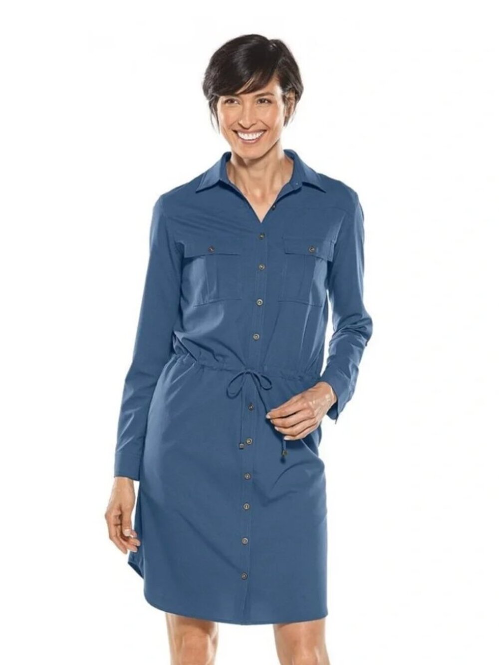 Coolibar Blue Travel Shirt Dress UPF50+